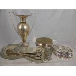 A Miscellaneous Collection of Silver and Silver Plate, including solid silver lidded floral box,