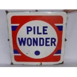 A French Enamel Advertising Sign for "Pile Wonder Batteries", the Company operated between 1916-