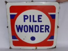 A French Enamel Advertising Sign for "Pile Wonder Batteries", the Company operated between 1916-