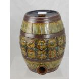 A Late 19th Century Royal Doulton Lambeth Ware Ceramic Spirit  Barrel, with highly decorative glaze,
