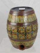 A Late 19th Century Royal Doulton Lambeth Ware Ceramic Spirit  Barrel, with highly decorative glaze,