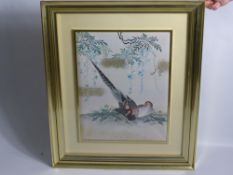 Three Oriental Prints of Birds, including a Stork, Chinese Pheasants and Garden Birds, approx