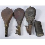 A Miscellaneous Collection of Antique Shot Bags, including three leather, together with one three