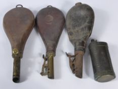 A Miscellaneous Collection of Antique Shot Bags, including three leather, together with one three