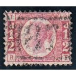 1870 ½d, plate 9, R-T, used, fine. Cat £