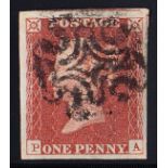 1841 1d red, plate 36, P-A, used with St