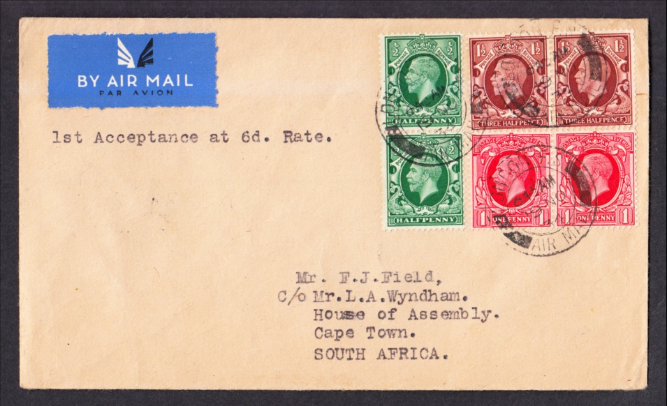 1934 (Nov 19th) First Day of 6d Air Mail