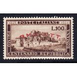 1949 Roman Republic 100l brown U/M, fine