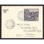 1929 PUC £1 on plain FDC with Postal Uni