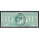 1902-10 £1 dull blue-green used, fine. S