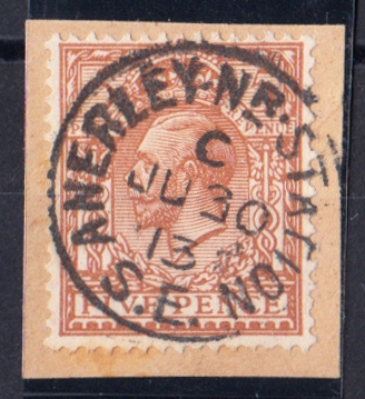 1913 (June 30th) 5d brown on piece with