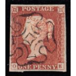 1841 1d red, plate 23, O-E, used with Ed