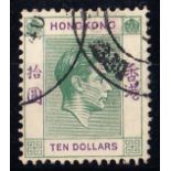 1938-52 $10 green & violet used, fine. S