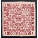 1857-64 1d brown-purple Mint, 4 margins,