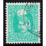 Orchaa: 1939-42 2½a turquoise-green F/U,