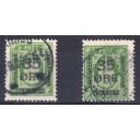 1912 35 ore Frimaerke overprint good used x 2. SG 133 Cat £170 (2)