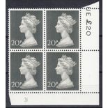 20p Post Office Paper Plate 31 block of 4 U/M, fine. MCC Cat £400