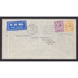 1934 (Dec 7th) Air Mail cover bearing Block Cypher 3d & 1/- cancelled with London N1 wavy line