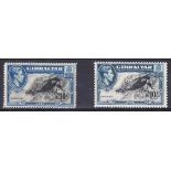 1938-51 10/- black & blue perf 14 & perf 13 both Mint, fine. SG 130 & 130a Cat £112 (2)
