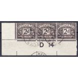 1914 Postage Dues ½d, 1d & 2d in matching Control D14 strips of 3 off cover, each with Manchester