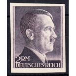 1942 2M violet Imperforate U/M, gum creasing, expertised "Peschl" on reverse.