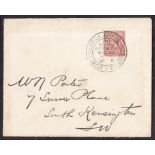 1912 (Oct 15th) 1½d Royal Cypher on plain cover with International Stamp Exhibition Royal