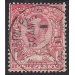 1911 1d red issued June 22nd stamp only with clear Jan (1st) 1911 Llanbadarn Fair CDS