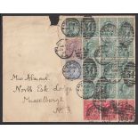 1902 Edward VII set of 4 (½d x 13 & 1d x 3) on plain FDC with Earls Court CDS & Duplex. Envelope