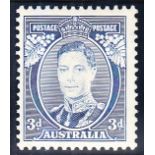 1937-49 3d blue 1st printing "White wattles" U/M, fine.