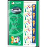 2002 World Cup sheetlets of 10 stamps U/M, mostly fine.