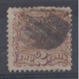 1869 2c brown used, fine.