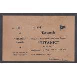 Titanic: Millvina Dean autographed on replica Titanic Launch Ticket.