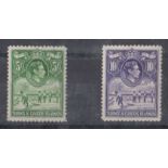 1938-45 5/- yellowish green & 10/- bright violet Mint, fine.