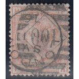 1876 March 1st) 4d vermilion (Plate 15) watermark Large Garter single stamp cancelled with London