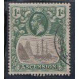 1924-33 1d grey-black & deep blue-green with "Cleft rock" variety F/U, fine.