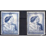 1948 Silver Wedding £1 used, fine x 2 copies.