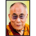 Dalai Lama: Autographed on 15 x 10 cm colour photo.