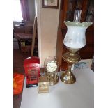 clocks and oil lamp