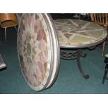 LARGE ROUND STONE GARDEN TABLE WITH 2 SPARE TOPS