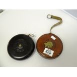 2 VINTAGE TAPE MEASURES LEATHER AND BAKELITE