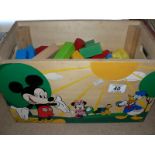 MICKEY MOUSE WOODEN BOX & WOODEN BUILDING BLOCKS