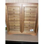 COLLECTORS 16 DRAWER CABINET WITH GLASS DOORS