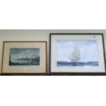 SUNBURY ON THAMES PRINT + SAILING BOAT WATERCOLOUR