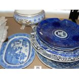 BLUE & WHITE PLATTERS & TUREEN