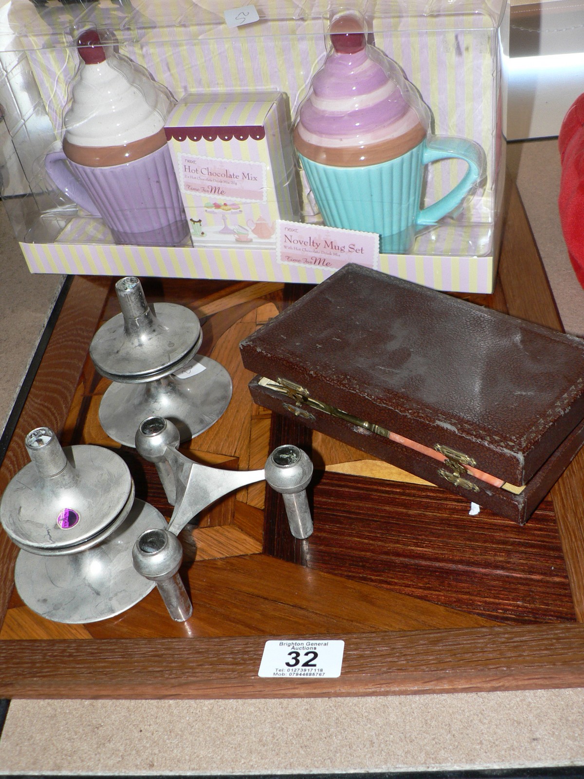 60s CANDLESTICKS, BOXED FORKS + OTHERS