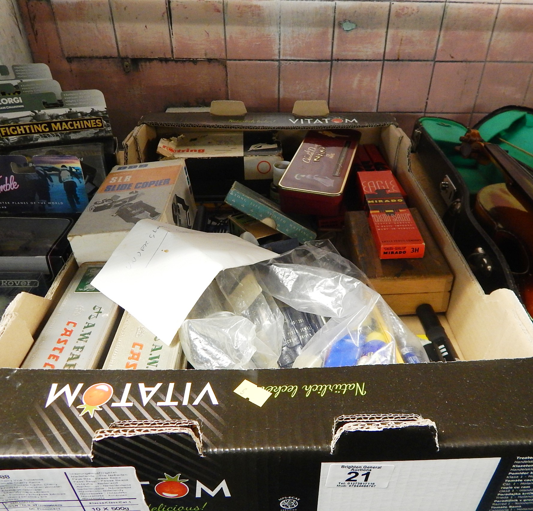 BOX OF STATIONARY ITEMS INC PENS AND NIBS