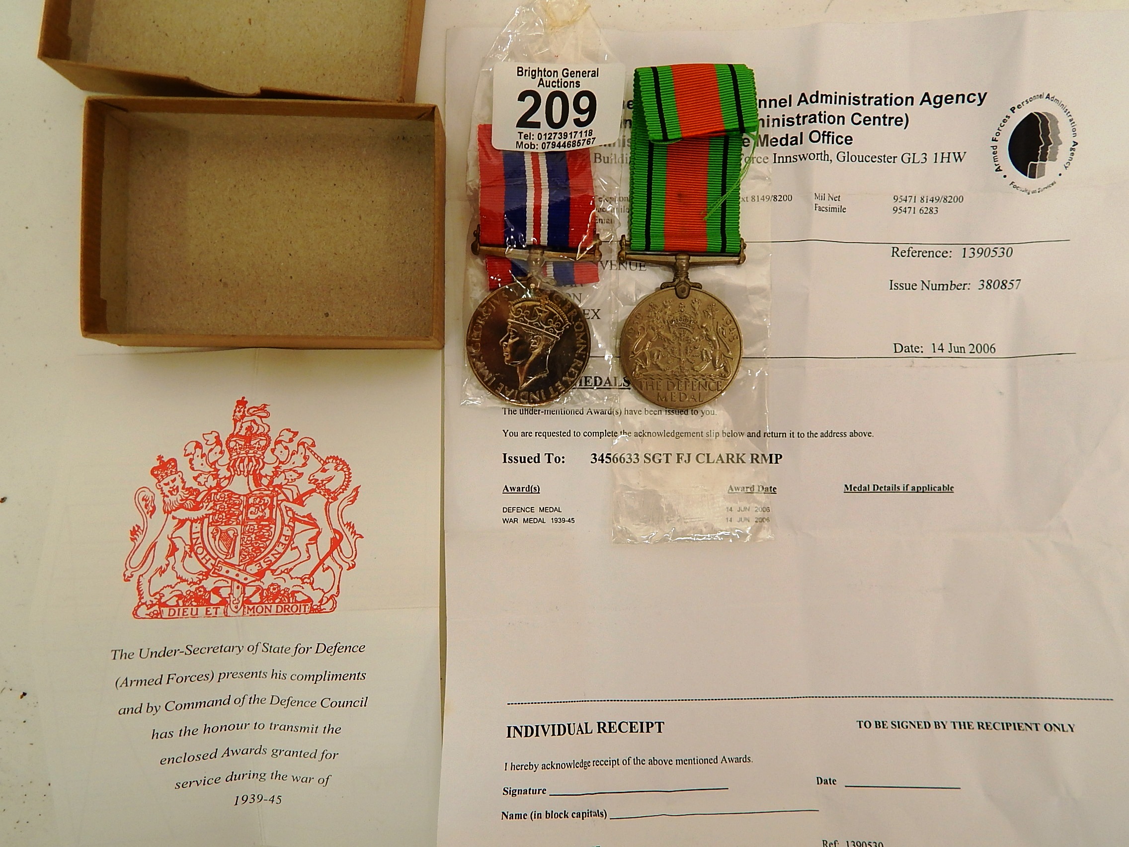 2 WW2  MEDALS DEFENCE AND WAR 1939-45 WITH PAPERWORK