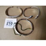 3 HEAVY SILVER 925 BANGLES