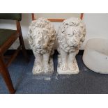 PAIR OF CONCRETE LIONS