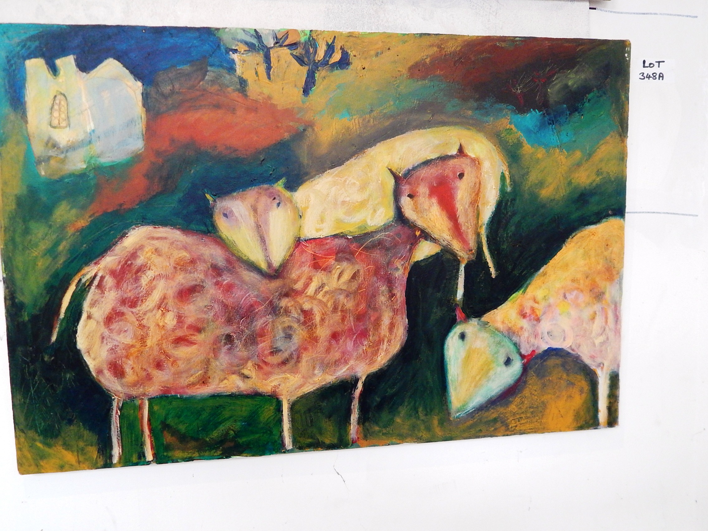 LOUISE MCCLARY ACRYLIC ON CANVAS 1990 CUMBRIAN SHEEP